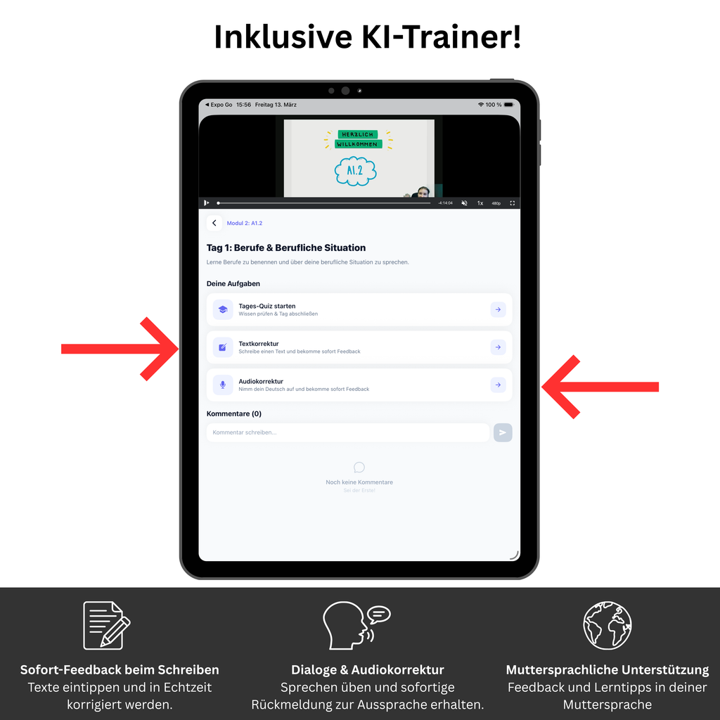Deutschkurs A1.2 – Schritte plus Neu 2 Kursbuch (Hueber) + Videokurs Zugangscode | V-IZ