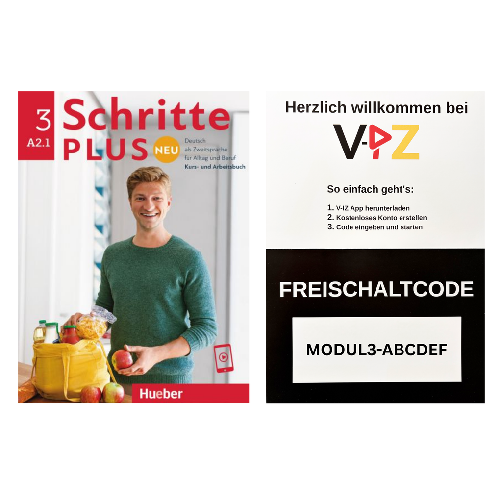 Deutschkurs A2.1 – Schritte plus Neu 3 Kursbuch (Hueber) + Videokurs Zugangscode | V-IZ