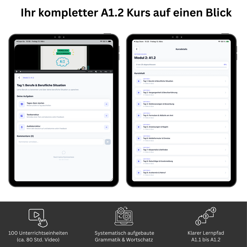 Deutschkurs A1.2 – Schritte plus Neu 2 Kursbuch (Hueber) + Videokurs Zugangscode | V-IZ