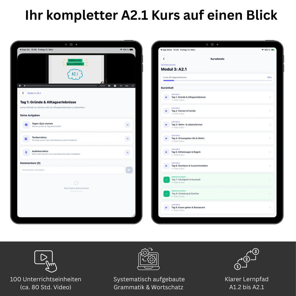 Deutschkurs A2.1 – Schritte plus Neu 3 Kursbuch (Hueber) + Videokurs Zugangscode | V-IZ