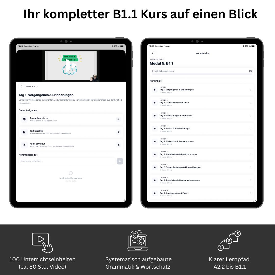 Deutschkurs B1.1 – Schritte plus Neu 5 Kursbuch (Hueber) + Videokurs Zugangscode | V-IZ