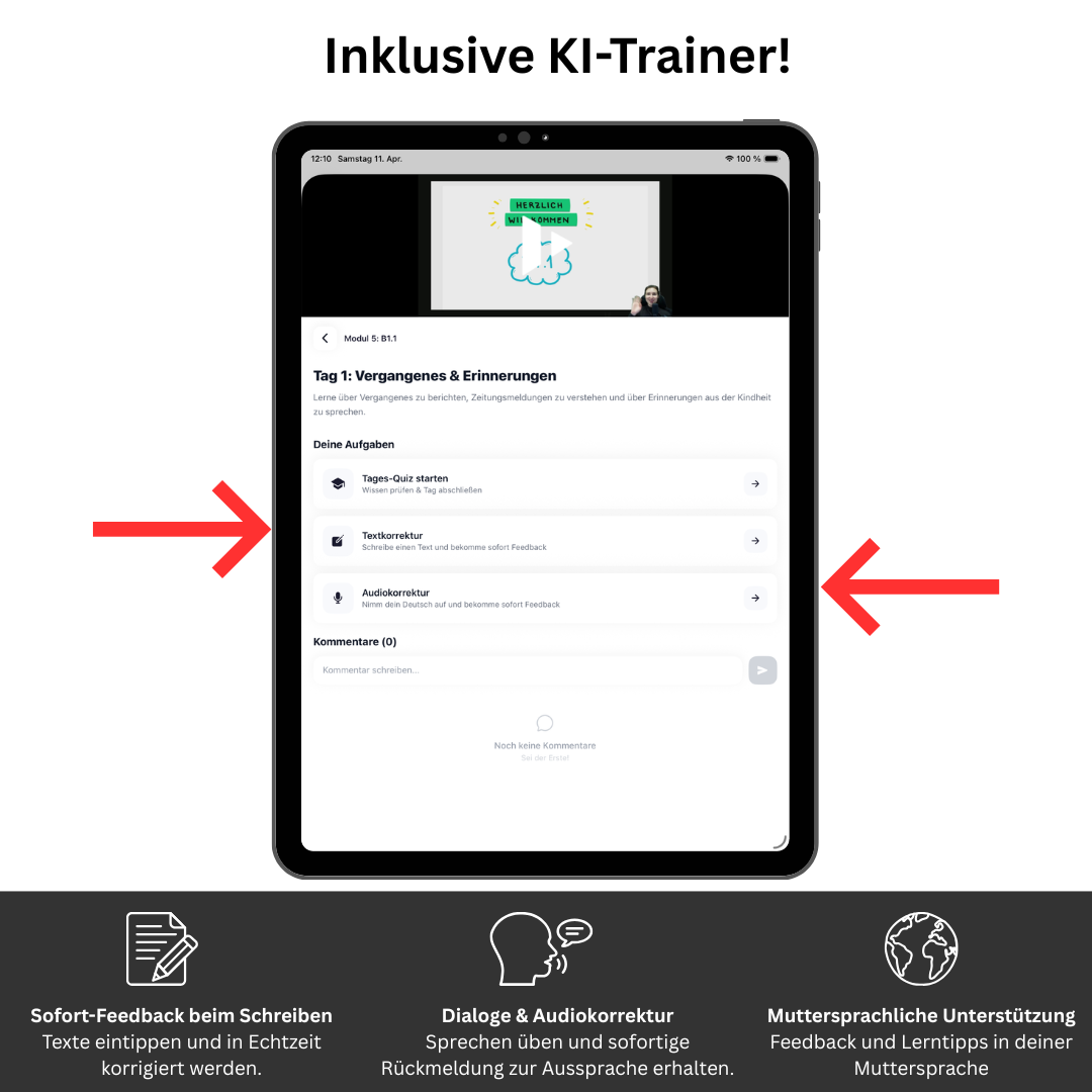 Deutschkurs B1.1 – Schritte plus Neu 5 Kursbuch (Hueber) + Videokurs Zugangscode | V-IZ